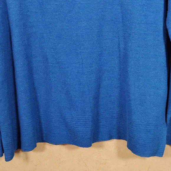 04529 Eileen Fisher royal blue organic linen long sleeve sweater L - Picture 3 of 10